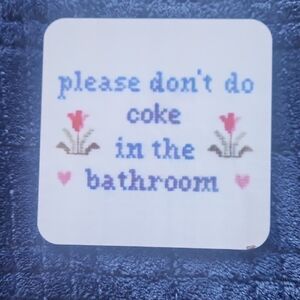 Blue and White Bathroom Decor Sign